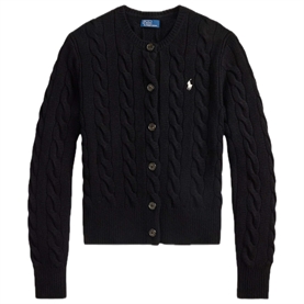Polo Ralph Lauren Cable-Knit Cotton Crewneck Cardigan, Polo Black
